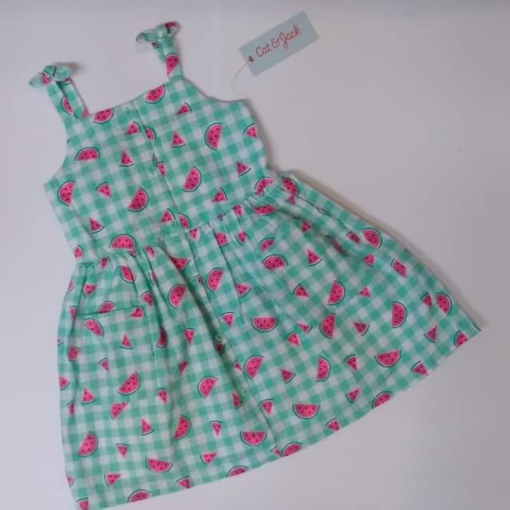 Little Girl's casual dress pink and green